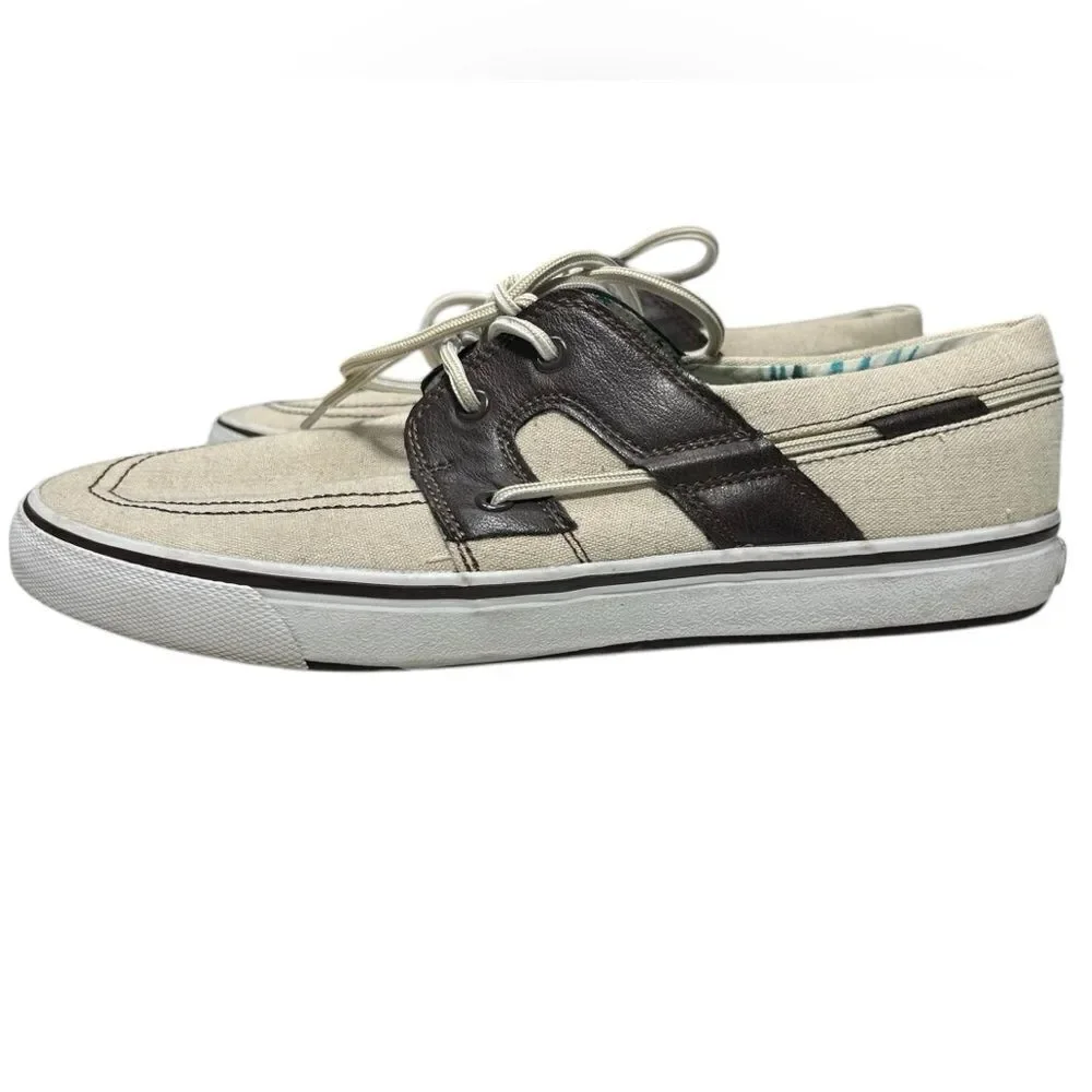 Tommy Bahama Leather and Canvas Boat Shoes Means Size 11